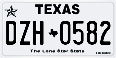 TX license plate DZH0582