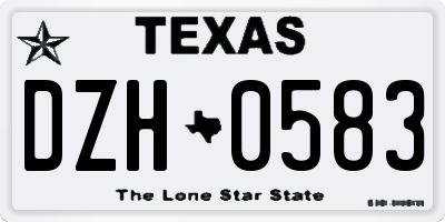 TX license plate DZH0583