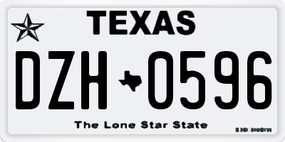 TX license plate DZH0596