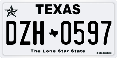 TX license plate DZH0597