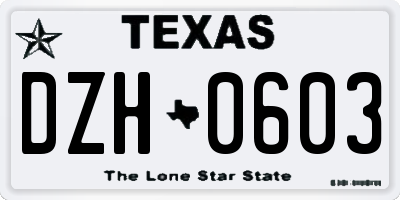 TX license plate DZH0603