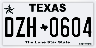 TX license plate DZH0604