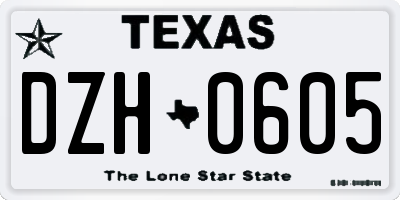 TX license plate DZH0605