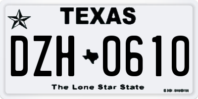TX license plate DZH0610