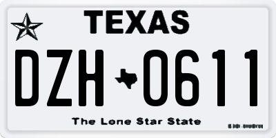 TX license plate DZH0611