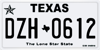 TX license plate DZH0612