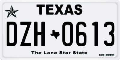 TX license plate DZH0613