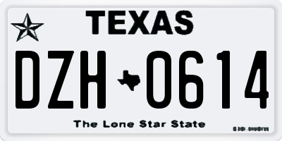 TX license plate DZH0614