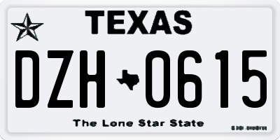 TX license plate DZH0615