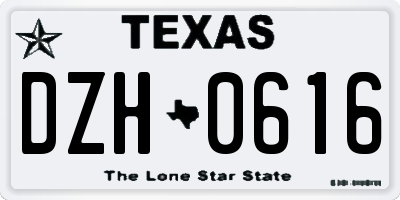 TX license plate DZH0616