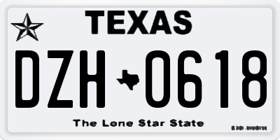 TX license plate DZH0618