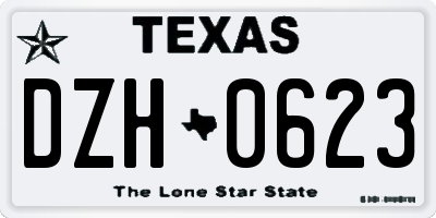 TX license plate DZH0623