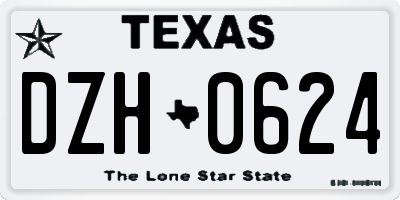 TX license plate DZH0624