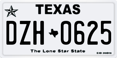 TX license plate DZH0625