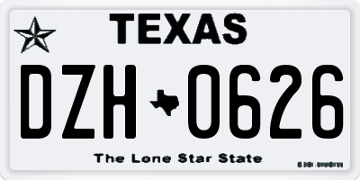 TX license plate DZH0626