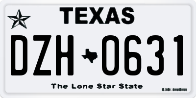 TX license plate DZH0631