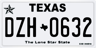 TX license plate DZH0632