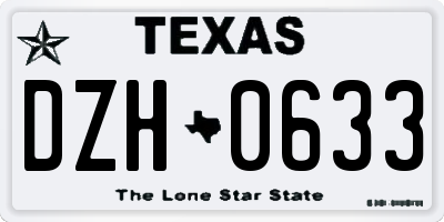 TX license plate DZH0633