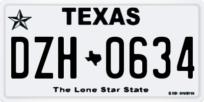 TX license plate DZH0634