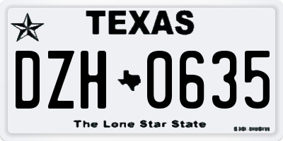 TX license plate DZH0635