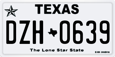 TX license plate DZH0639