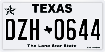TX license plate DZH0644