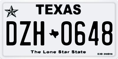 TX license plate DZH0648