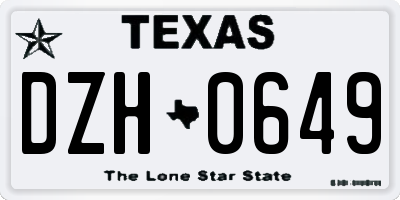 TX license plate DZH0649