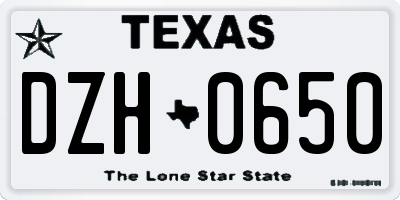 TX license plate DZH0650
