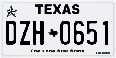 TX license plate DZH0651