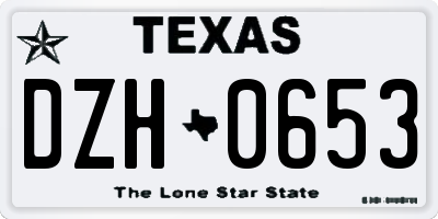 TX license plate DZH0653