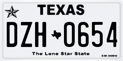 TX license plate DZH0654