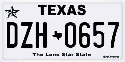 TX license plate DZH0657