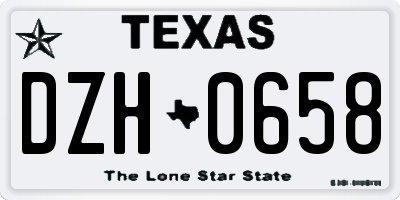 TX license plate DZH0658