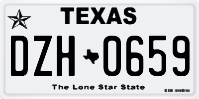 TX license plate DZH0659