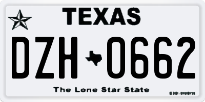 TX license plate DZH0662