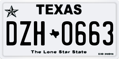 TX license plate DZH0663