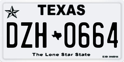 TX license plate DZH0664