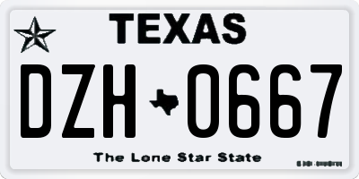 TX license plate DZH0667