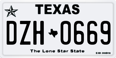 TX license plate DZH0669