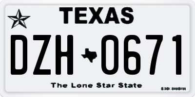 TX license plate DZH0671