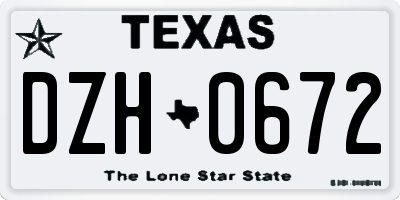 TX license plate DZH0672