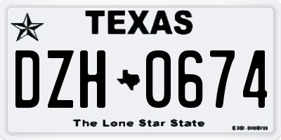 TX license plate DZH0674