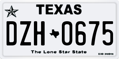 TX license plate DZH0675