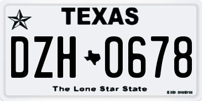 TX license plate DZH0678