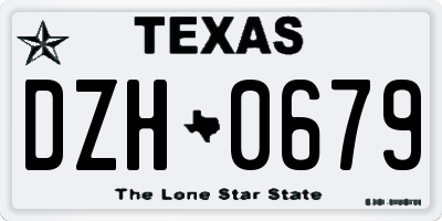 TX license plate DZH0679