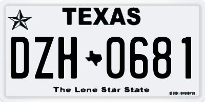 TX license plate DZH0681