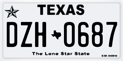 TX license plate DZH0687