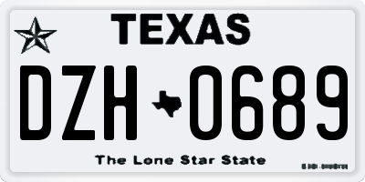TX license plate DZH0689