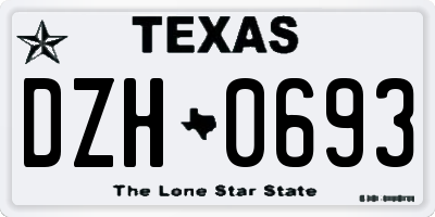 TX license plate DZH0693